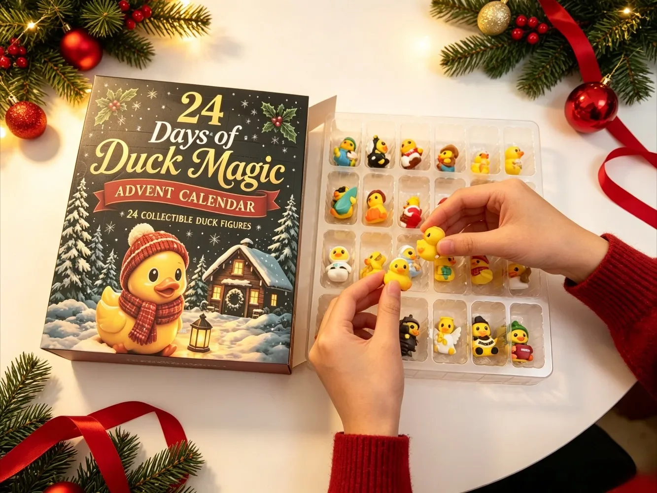 24-Day Christmas Advent Calendar Cute Duck Squishy Toys Countdown Surprise Box Holiday Stress Relief Fidget Gift for Adults