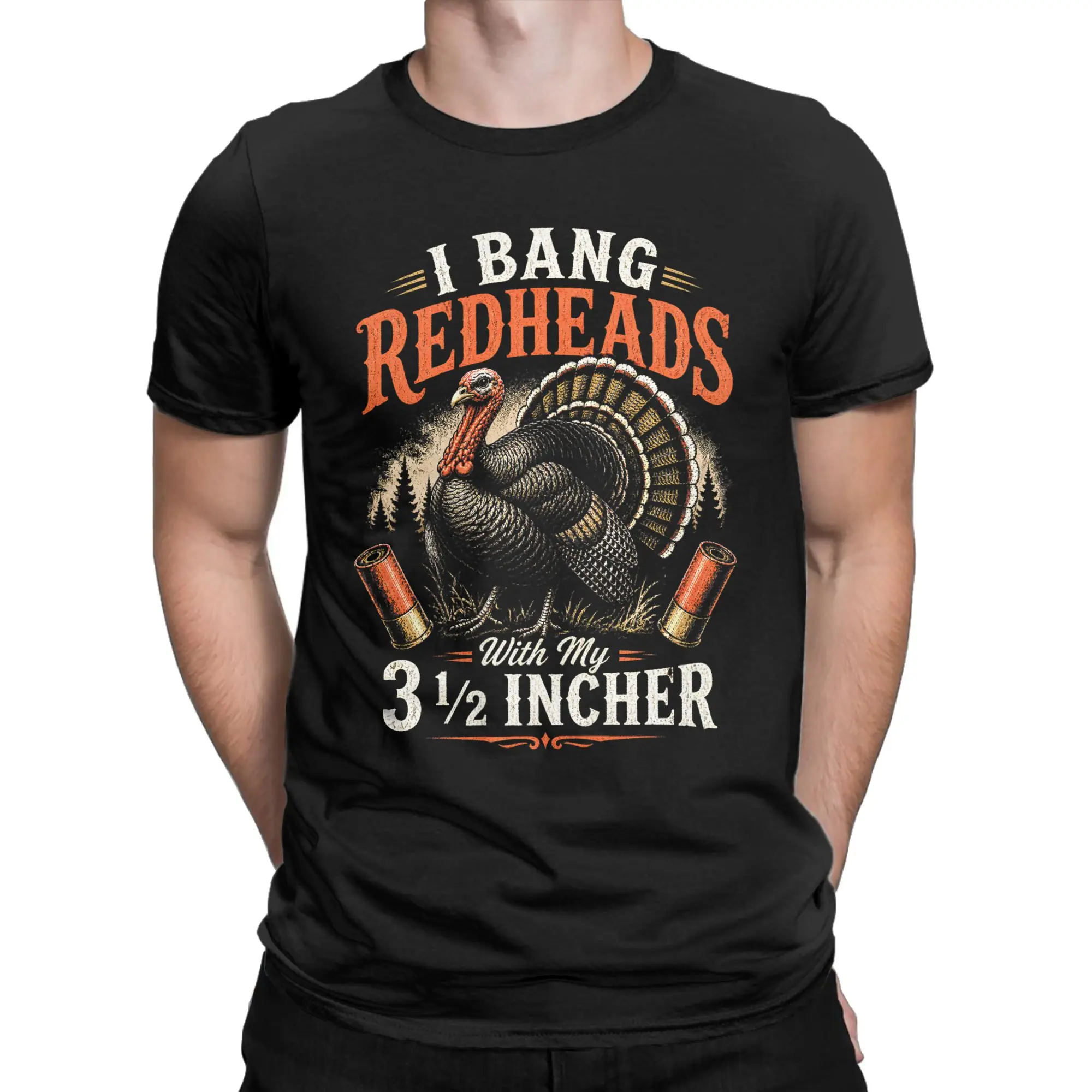 Men's T-Shirt I Bang Redheads Turkey with My 3 1/2 in Funny Hunting Cotton Tees Short Sleeve  T Shirts O Neck Tops Gift Idea