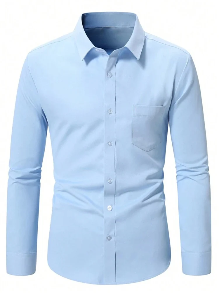 Plus Size Herren Langarm Business Casual Hemden Marken-Slim-Fit Einfarbige Anzughemden Weiß Schwarz Rot Mehrfarbig KOACUS