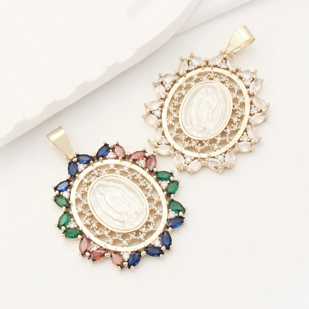 

New 14K Gold Plated Round Madonna Pendant Fashion Jewelry