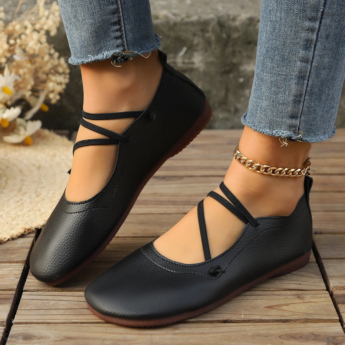 

Fashion Summer New Women Mary Jane Shoes Soft Casual Outdoor Dress Flat Ballet Shoes Round Toe Shallow Slip on Flats