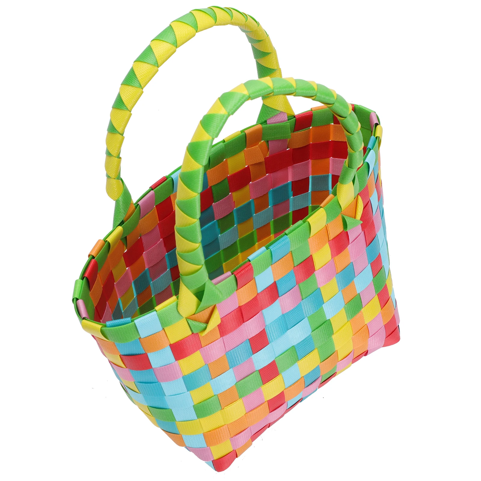 

1pc Colorful Plastic Basket Green Mini Storage Basket Female Square Bag Beach Purse Snack Holder Retro Organizer
