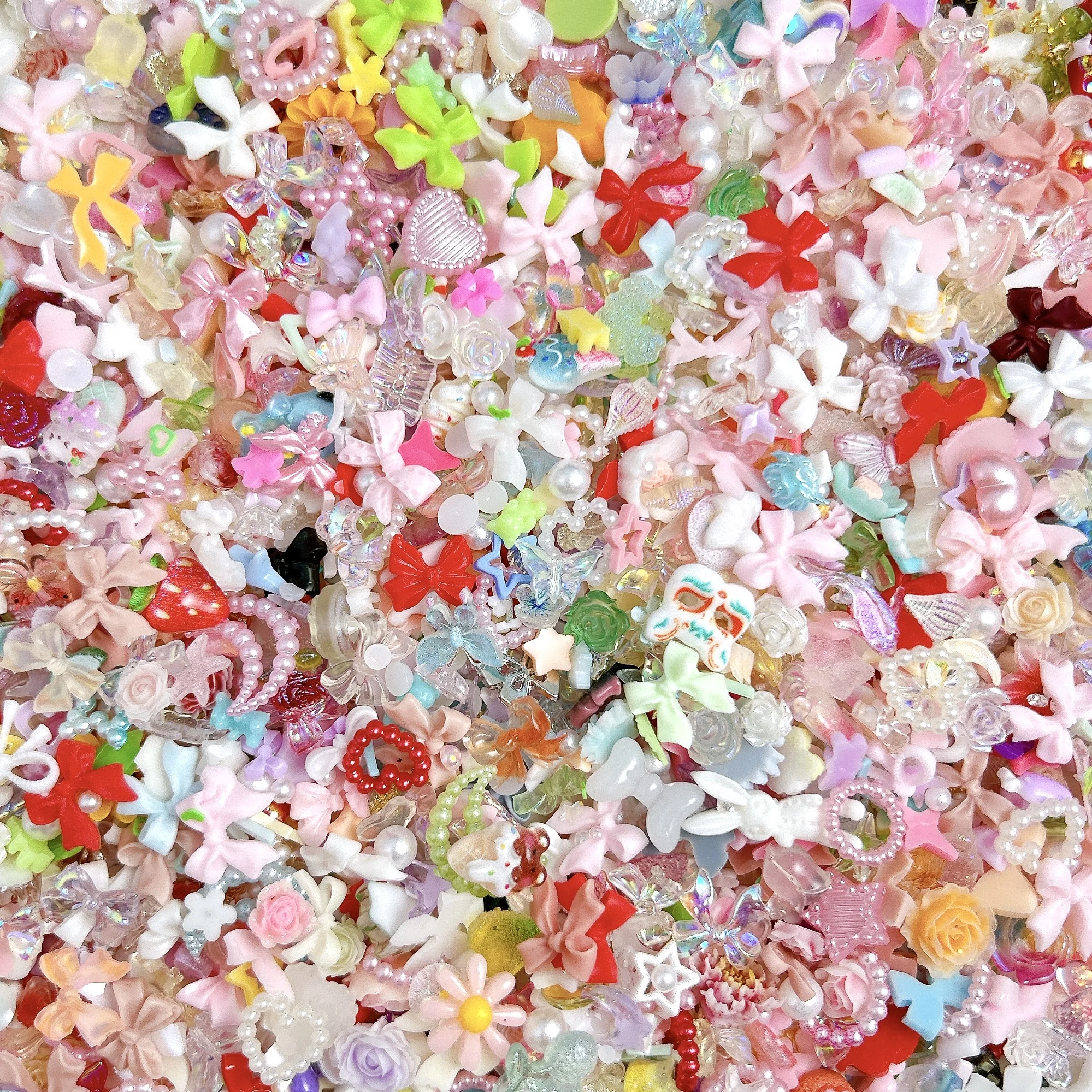 3D Random Mixed Sweet Small Fresh Butterfly Flower Bow Nail Art Decorations Creative Cloud Bear Resin Nail Charms for DIY Nails