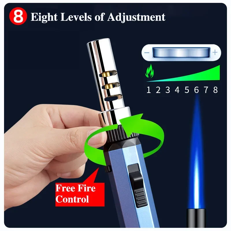 Butane Gas Lighter 360° Gun Outdoor Windproof Turbine Blowtorch Jet Spray Gun BBQ Welding Cigar Tool Cigarette Accessories