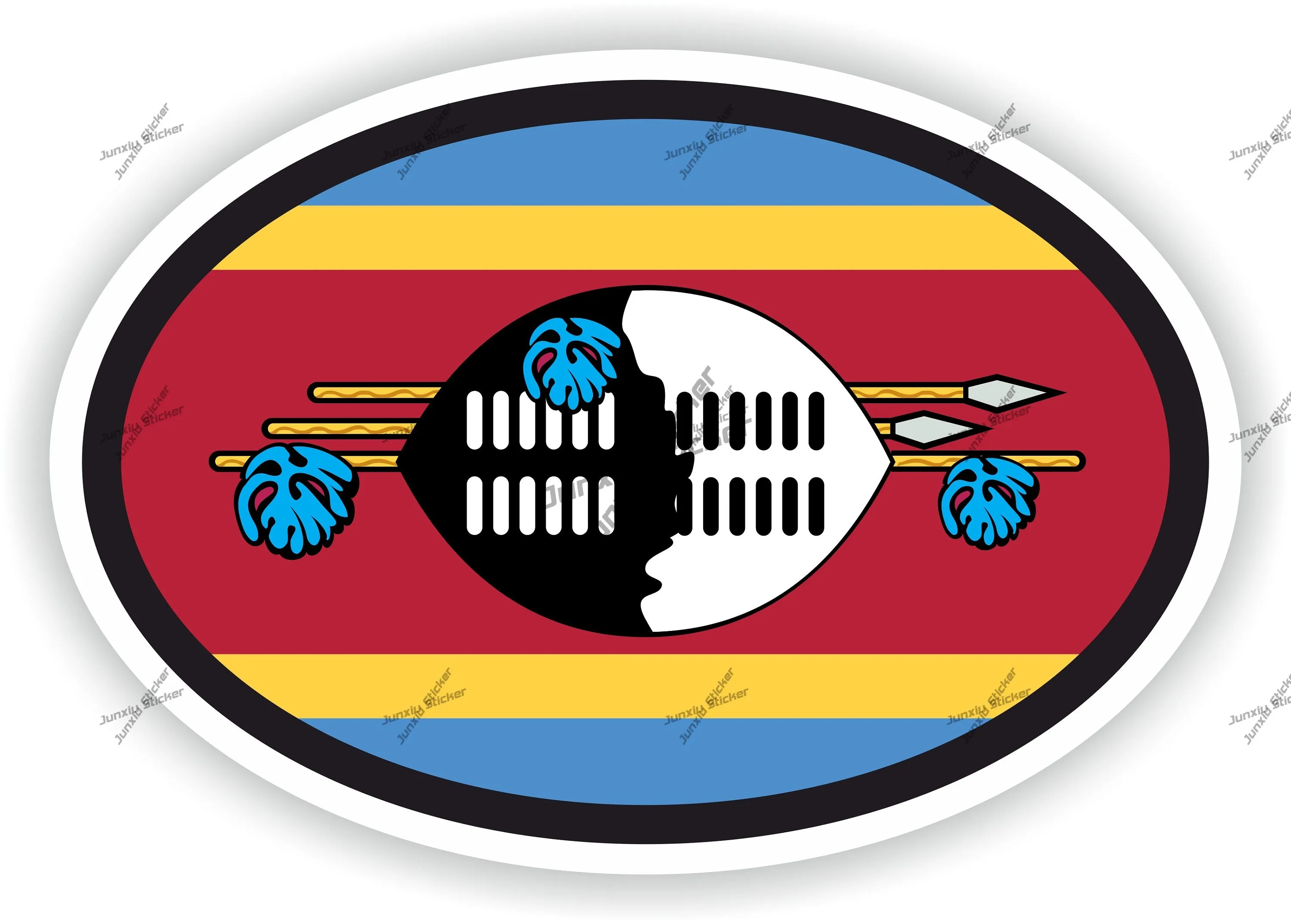 

Swaziland Flag Oval Sticker For Bumper Bodywork Decoration Stickers On Car Accesories Trolley Case Motorcycle Vinyl Decals Rear