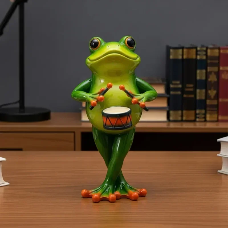 2026New Interesting Frog Shaped Resin Ornaments,Miniature Model Ornaments Of Frog Playing Musical Instruments,Home Decor Crafts