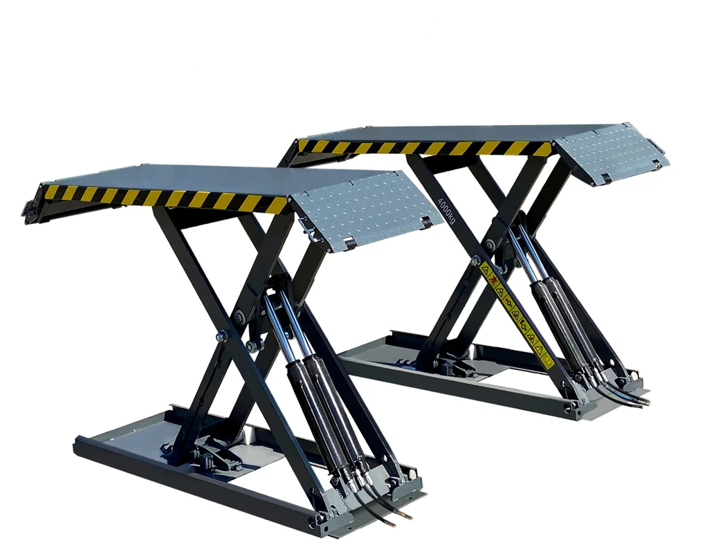 4T Mid Rise Scissor Car Lift 4000kg Lifting Capacity Double Cylinder Hydraulic Lift Scissor Hoist