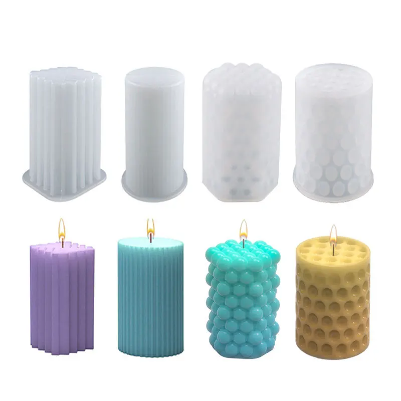 

Bubble Stripe Candle Silicone Mould Cylinder Cube Candle Mould Home Decor Candle Making Supplies Soft and Durable Gypsum Mould