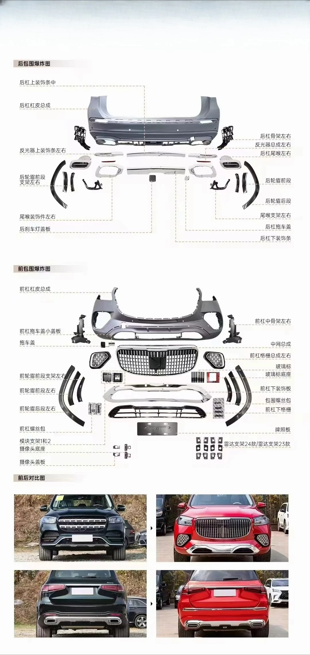 

2025 New Design exterior kit bodykit Parts MBH Body Kit GLS450 Upgrade to GLS600