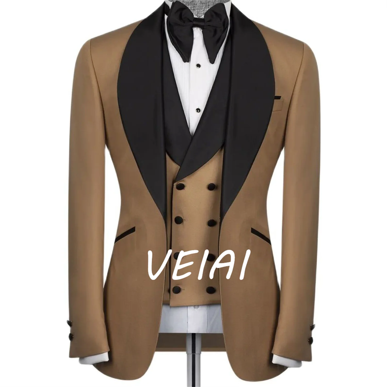 

CustomizedMen's Suit Tuxedo Green Black Grey Wedding Groomsmen Spring Jacket Pants Vest Three Piece Single Breasted Peaked Lapel