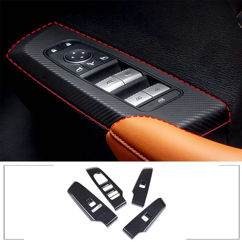 

For Mitsubishi Outlander 2022+ ABS Carbon Fiber Texture Car-styling Glass Lift Switch Panel Frame Cover Trim Car Accessories