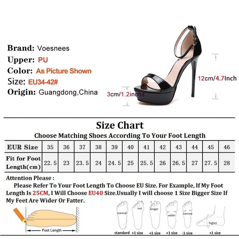 Elegant Summer Ankle Buckle Sandals Women Platform High Heels Plus Size Fashion Ladies 12CM Stilettos Cover Heel Office Shoes