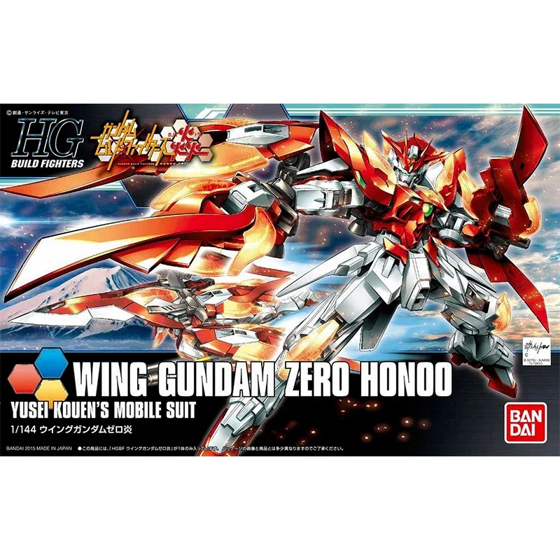 Bandai Gundam Model Kit Anime Figure HGBF Wing Gundam Zero Honoo Genuine Gunpla Model Anime Action Figure Action Toy Figure