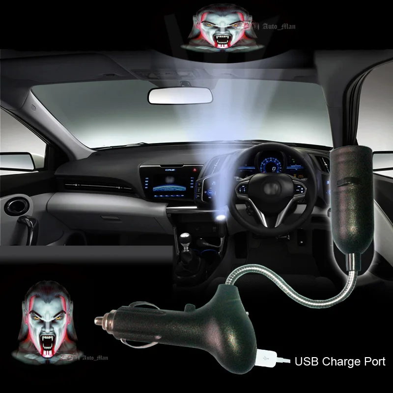 

1pc Halloween Horror Human Logo LED Atmosphere Light Car Cigarette Laser Projector Ghost Shadow Decorative