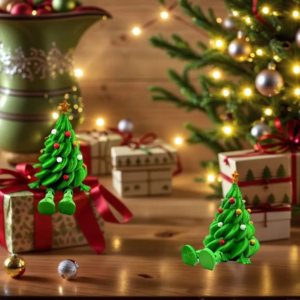 

Desktop Ornament Colorful 3D Printed Christmas Tree Funny Unique Xmas Decoration Green Articulated Tabletop Decor Kids Gifts