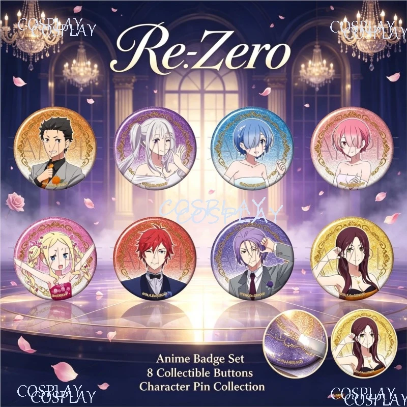 Re:Zero Starting Life in Another World Party Ver Tin Badge Button Pin Anime Collectible Brooch Merch Halloween Accessories