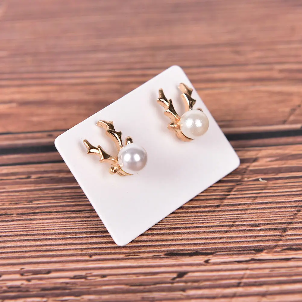 ABQR 100 قطعة أقراط أذن فارغة علامة ورقة عرض بطاقة معلقة مجوهرات بيضاء