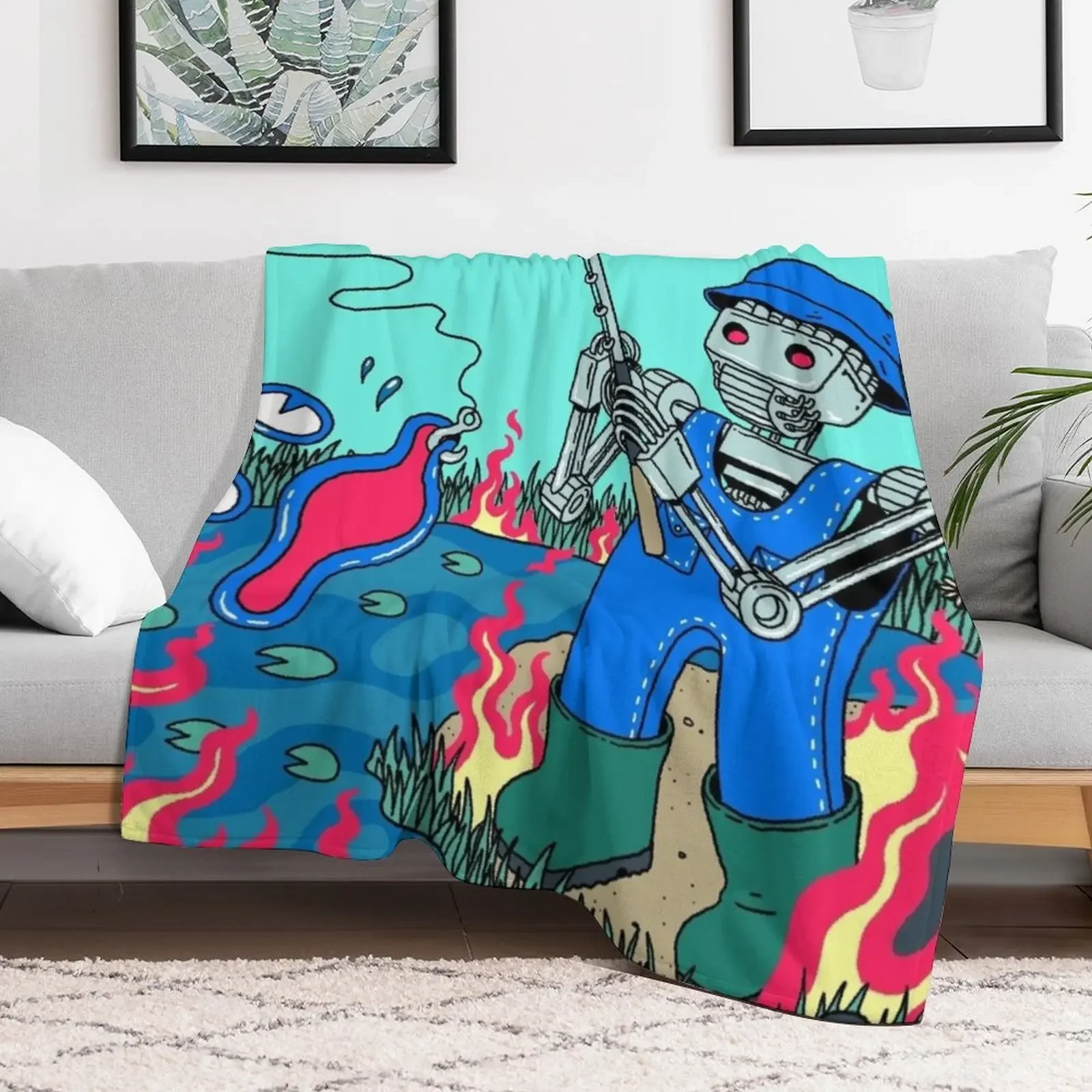 Fishing For Fishies Art - King Gizzard And The Lizard Wizard Throw Blanket Flannels Heavy Blankets