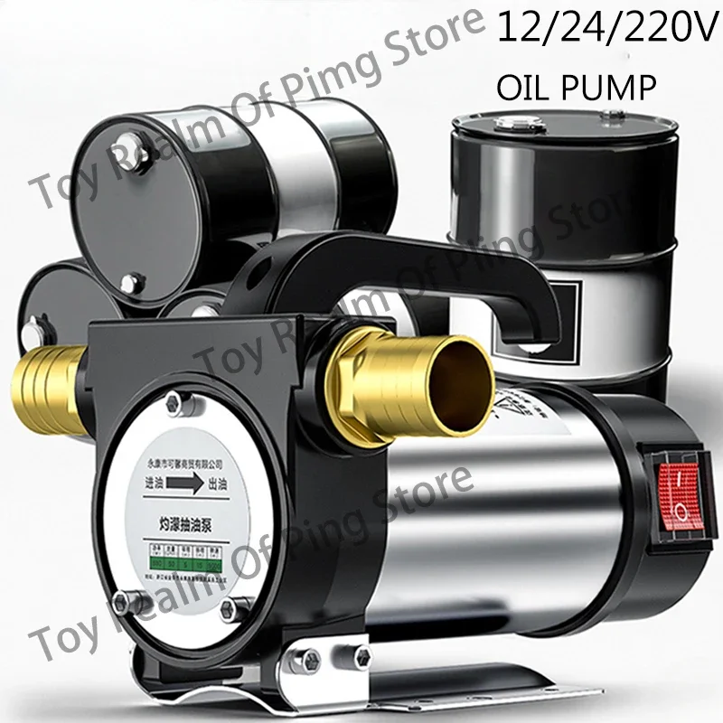 220V Electric DC 12V/24V Oil Pump Self Priming For Diesel Kerosene Transfer Fuel  Well Water  50L/min Forward And Reverse