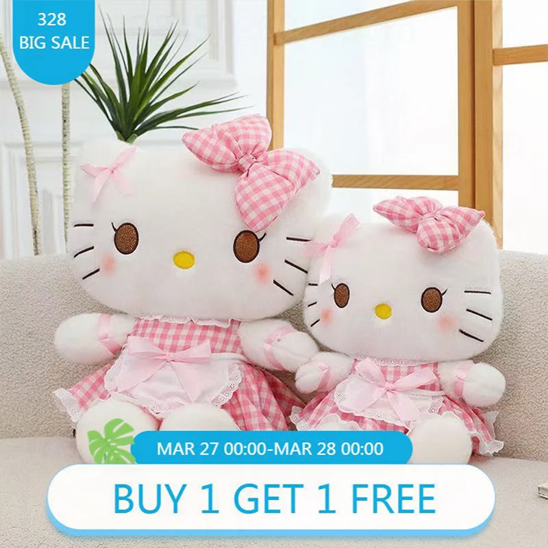 

Плюшевая игрушка-кукла Sanrio Hello Kitty в образе горничной, 70 см, большой размер, подарок на день рождения для детей и девочек, украшение для комнаты