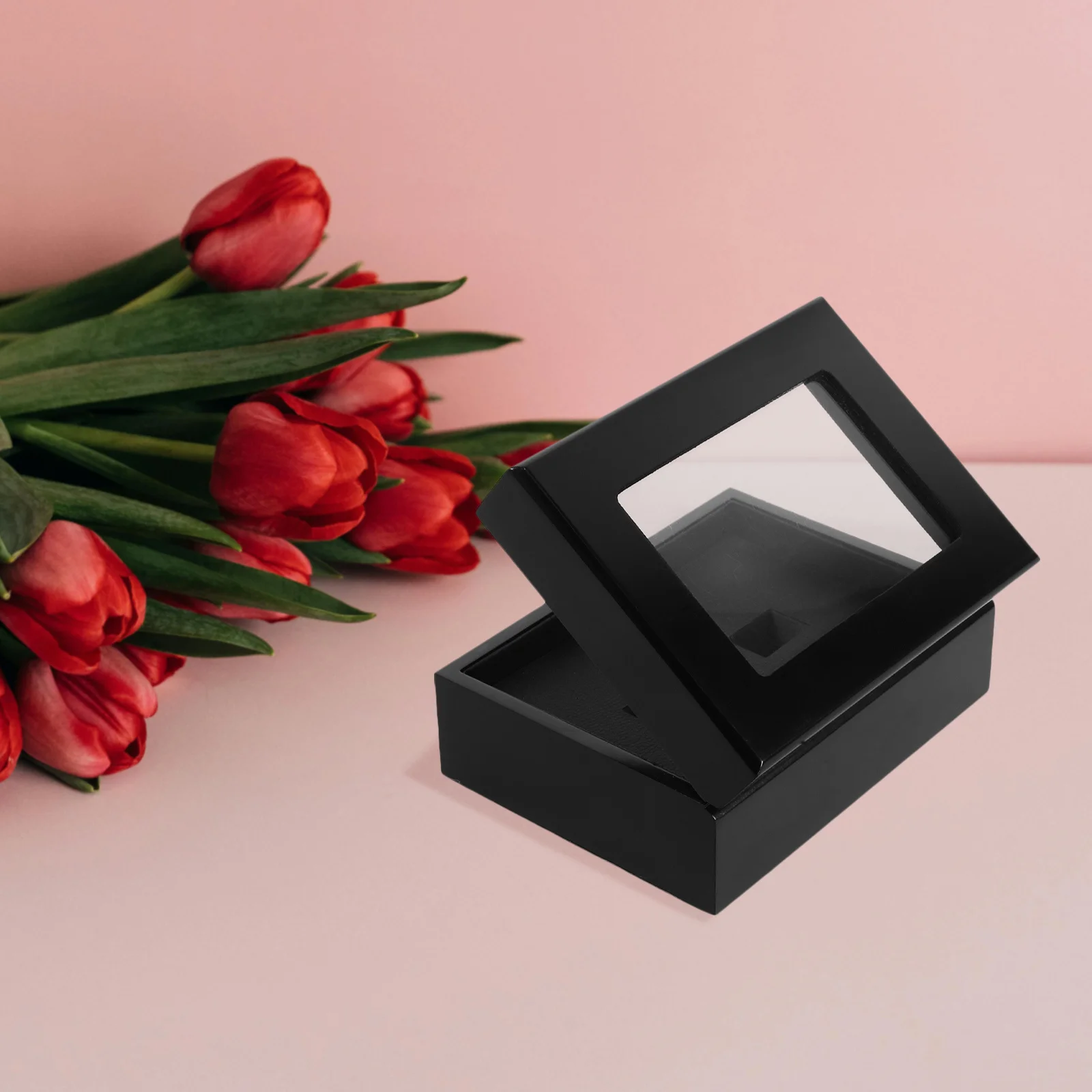 

Ring Set Box Pure Black Gift Packaging Wooden Jewelry Box Holder for Rings Bracelets Necklaces Durable Material Ideal