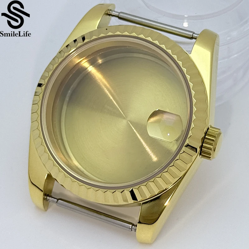 SmileLife Vetro Zaffiro 36mm/39mm Per Uomo Cassa Dell'orologio Fit NH34 NH35 NH36 Movimento Impermeabile Oro di Buona Qualità Acciaio 316L