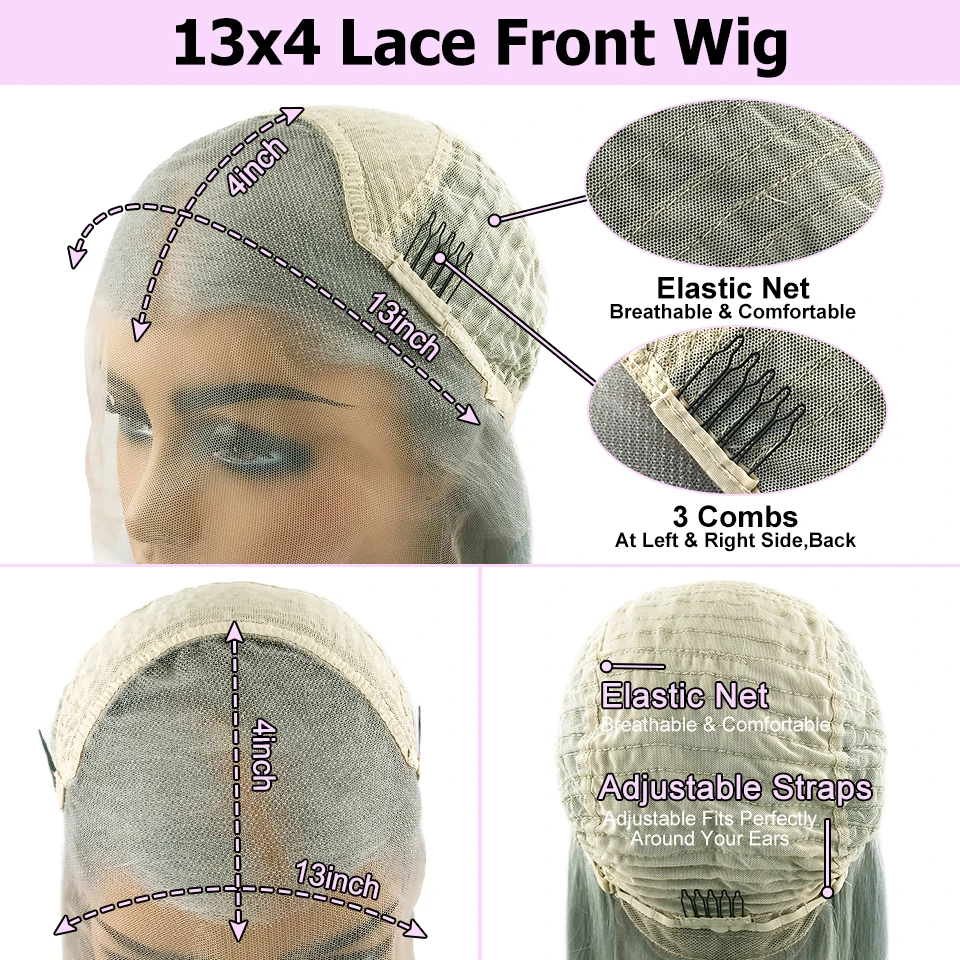 Parrucca Bob grigio argentato 13x4 Parrucche anteriori in pizzo per capelli umani per le donne Parrucca frontale in pizzo trasparente Parrucche per capelli Bob brasiliane Prepizzicate