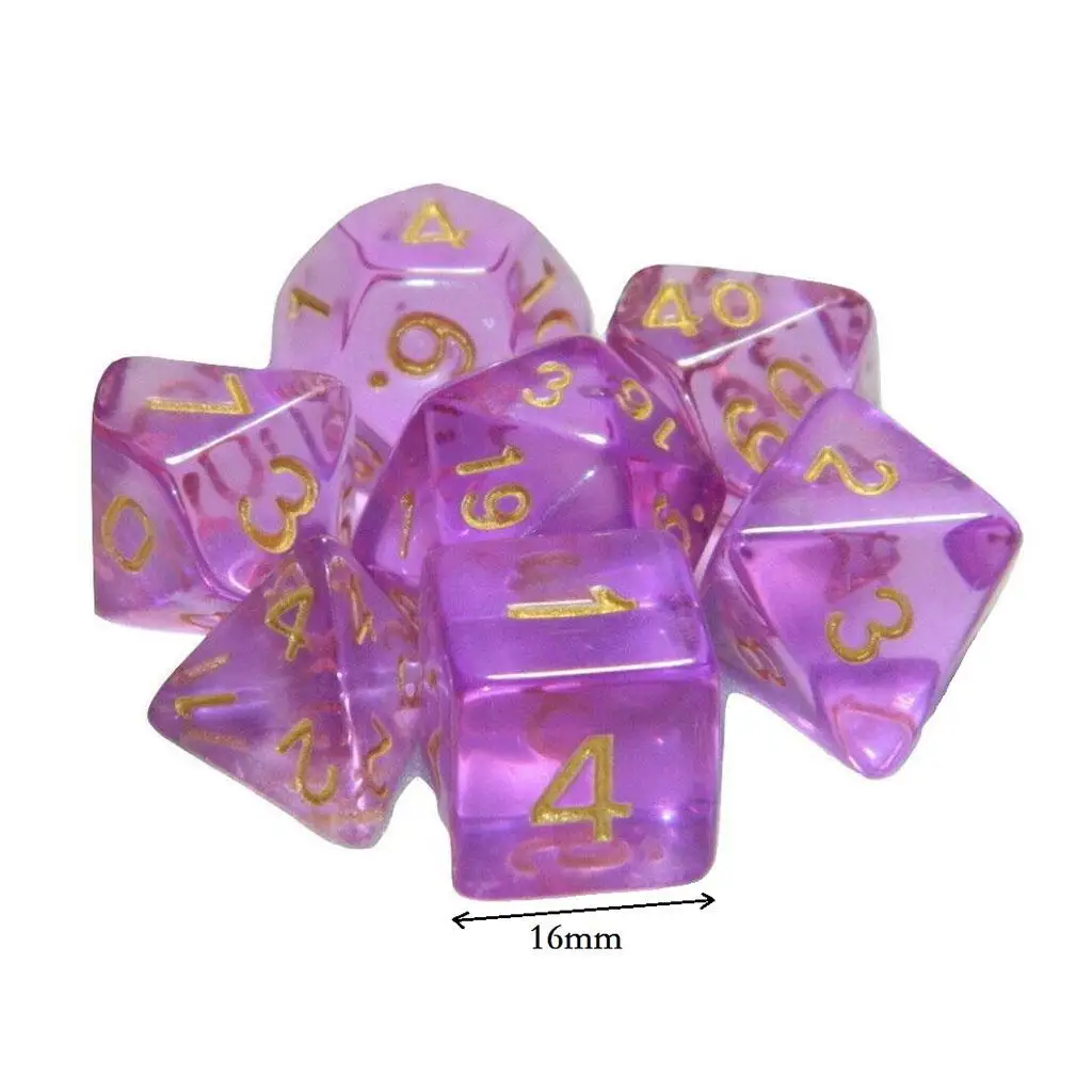 Number Dice Toys Multi Sided Acrylic Set for Educational Puzzle Board Games with Carry Pouch