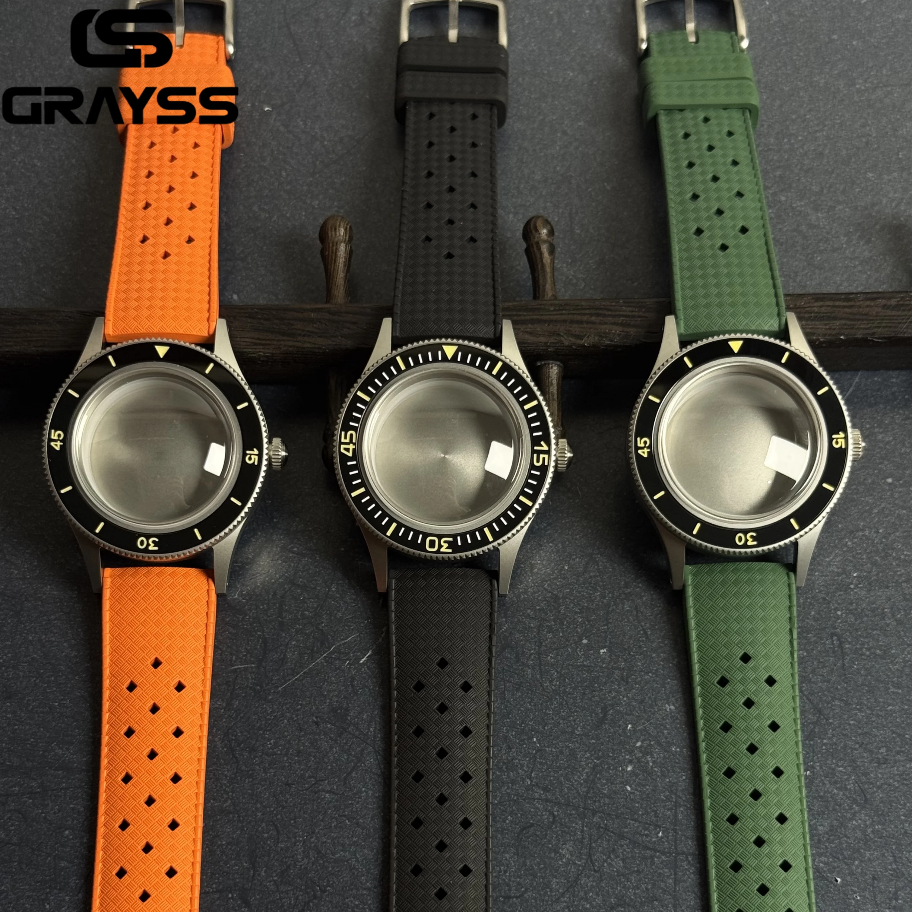 Корпус часов FATHOS с пескоструйной обработкой, резиновый ремешок с пузырьками и сапфировым стеклом C3 Super Lume Bezel Dive для NH34 NH35 NH36 NH70 NH72 20atm