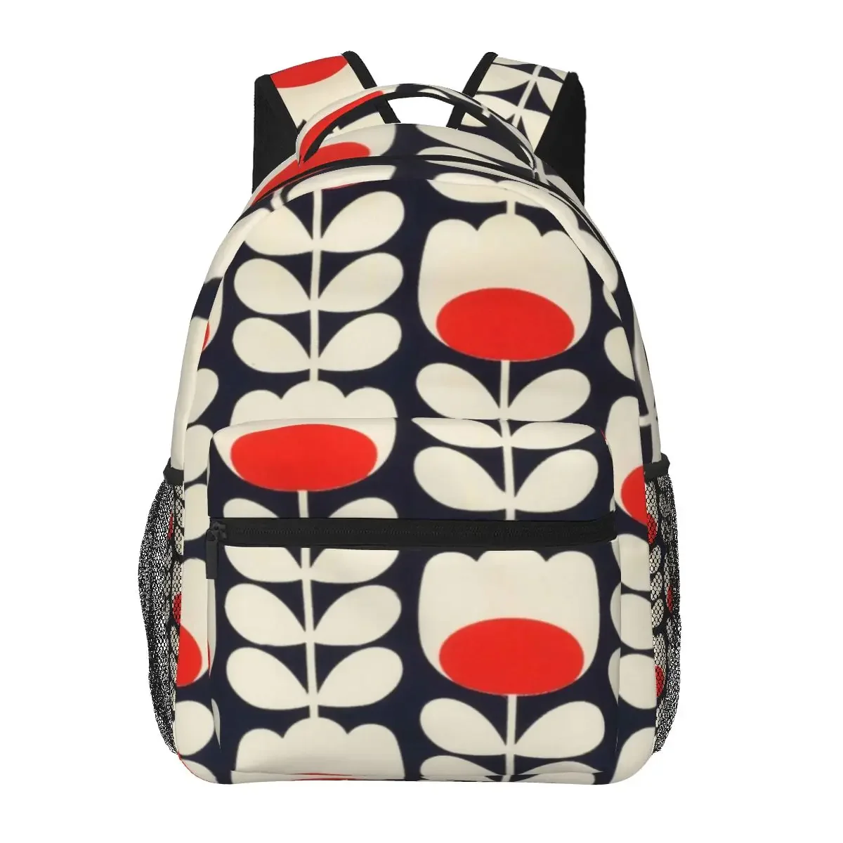 Orla Kiely, Multi Stem Flowers, Red,white Backpacks Boys Girls Bookbag Students School Bags Cartoon Laptop Rucksack Shoulder Bag