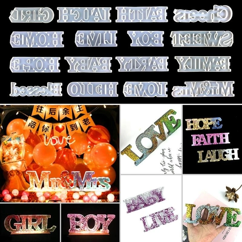 Resin Word Mold Unique Design Sign Mold Beautiful Cast Epoxy Resin Molds for DIY Table Decors Wall Art Perfect Gift