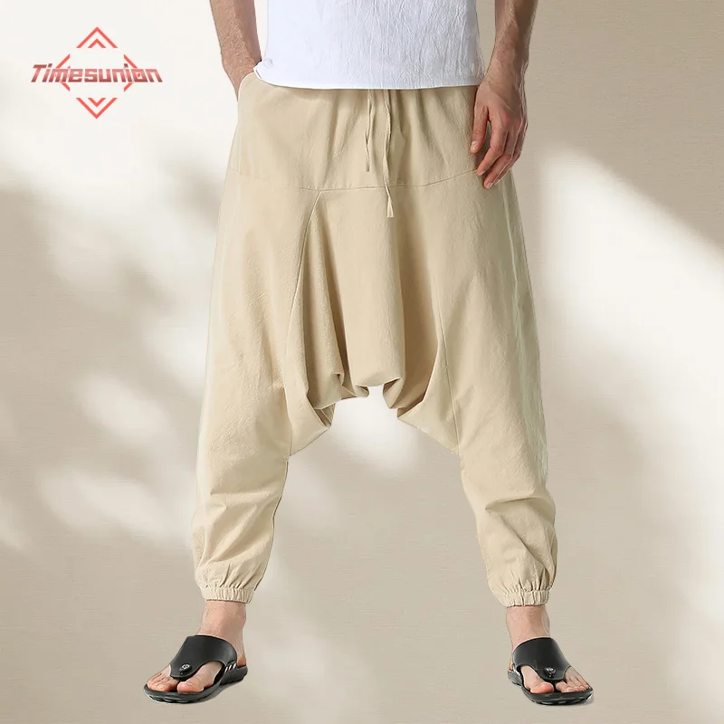 

Cotton Joggers Men Baggy Hippie Boho Gypsy Aladdin Cargo Pants Yoga Harem Pants