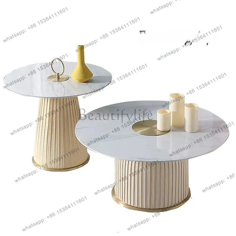 

FG52Light luxury rock slab coffee table modern living room size round coffee table combination creative sofa side table