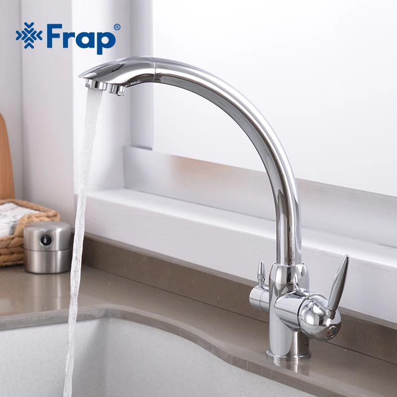 

Frap Chrome/Brushed Kitchen Faucet Gourmet Kitchen Faucets Pure Water Tap Drinking Water Taps Dual Handle with Purification