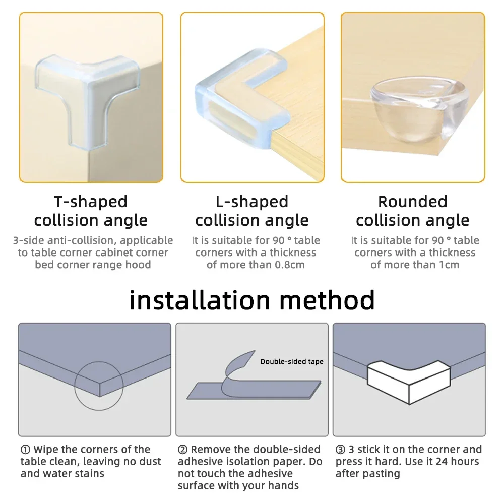 Protecteur de coins de table en silicone pour bébé, lot de 10 pièces souples et transparentes, anti-collision