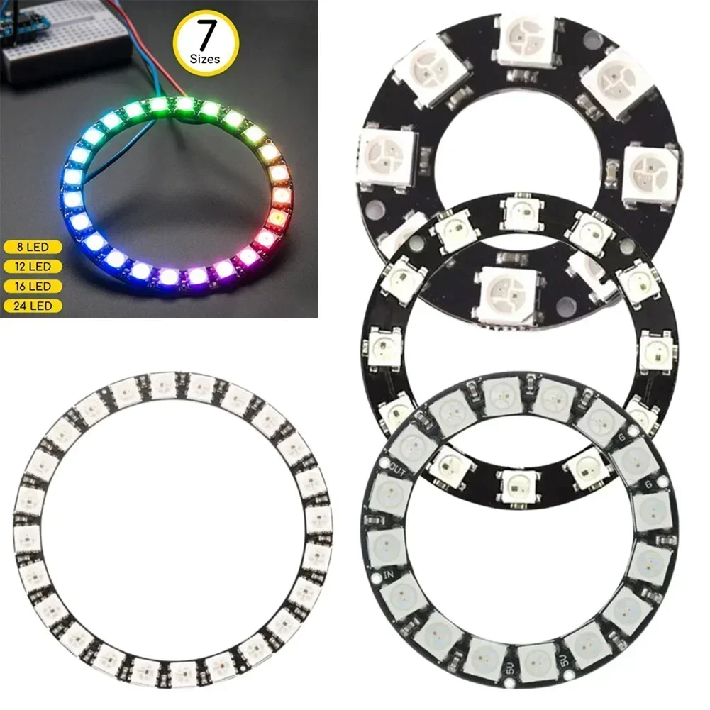 5V LED Ring Individual Addressable RGB LED NeoPixel Ring For WS2812 Full-color Driver Lamp Portable For Home Decor