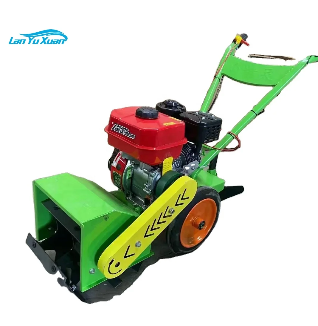 

7.5 Hand Pushed Micro tiller cultivator Gasoline Powered farm garden grass weed crusher machine