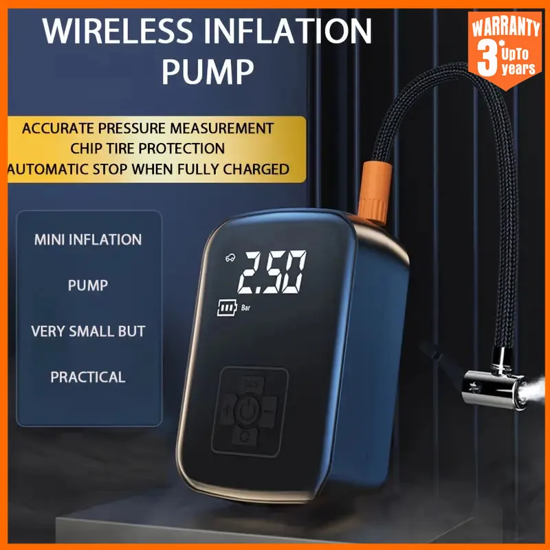 GUYN Wireless Car Air Pump Portable Air Compressor for Car Motorcycles Bicycle Electric Tire Inflator with LCD Digital Display