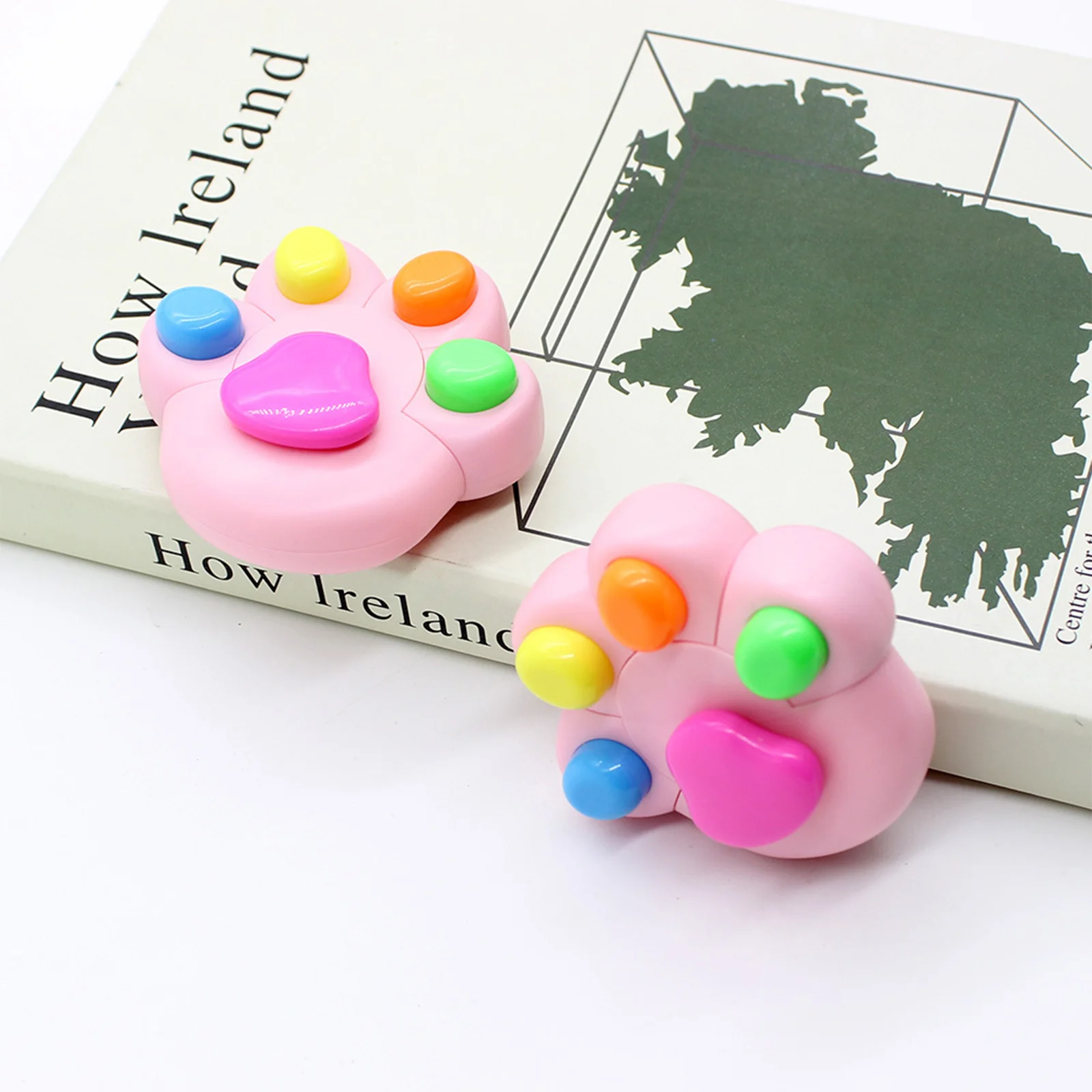 

5Pcs Kawaii Cat Paw Highlighter Pen Set Bright Neon Fluorescent Markers for Reading Annotating Journaling Compact Study