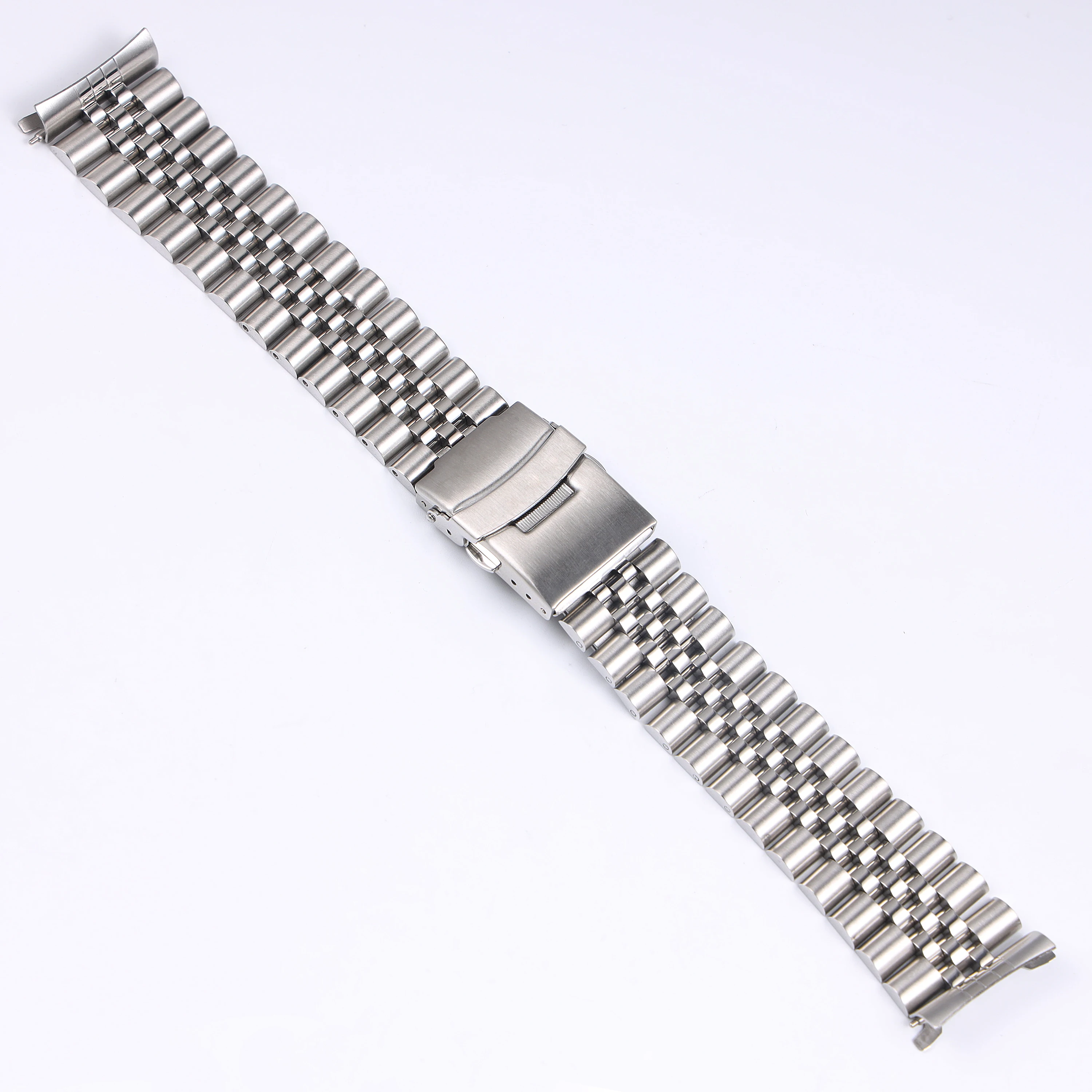22mm Bushed Silver Stainless Steel Watchband Solid Bracelet for Seiko SKX007 SKX009 SRPA21 SRPC25 SRPA21 SRP777 with Curved End
