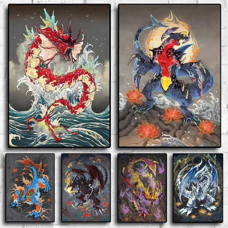 Pokemon Canvas Painting Gyarados Posters Prints High Definition Images Not Fading Home  Living Room Decoration Gifts Classic