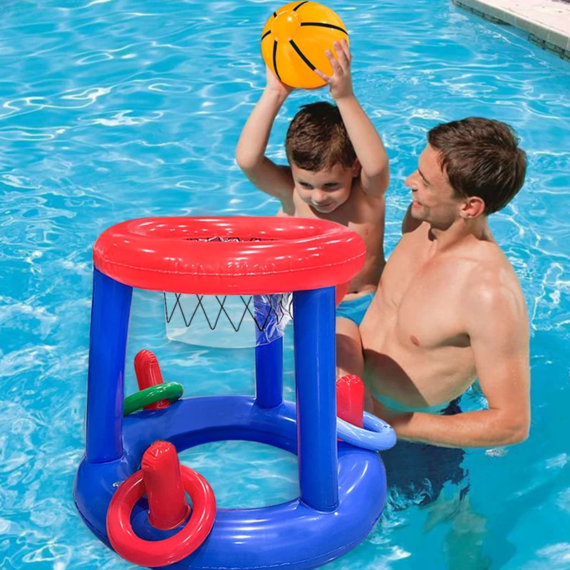 Inflatable Water Basketball Rack Toy Water Parent-child Throwing Game Hoop Beach Toy Set Outdoor Swimming Pool Summer Water Toys