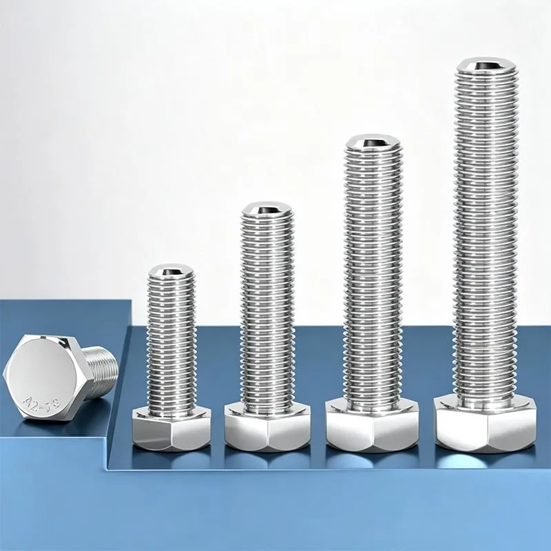 M6 M8 M10  1mm 1.25mm 1.5mm Fine Thread Pitch 10-80mm Long Stainless Steel DIN933 External Outside Hex Hexagon HeadScrew Bolt