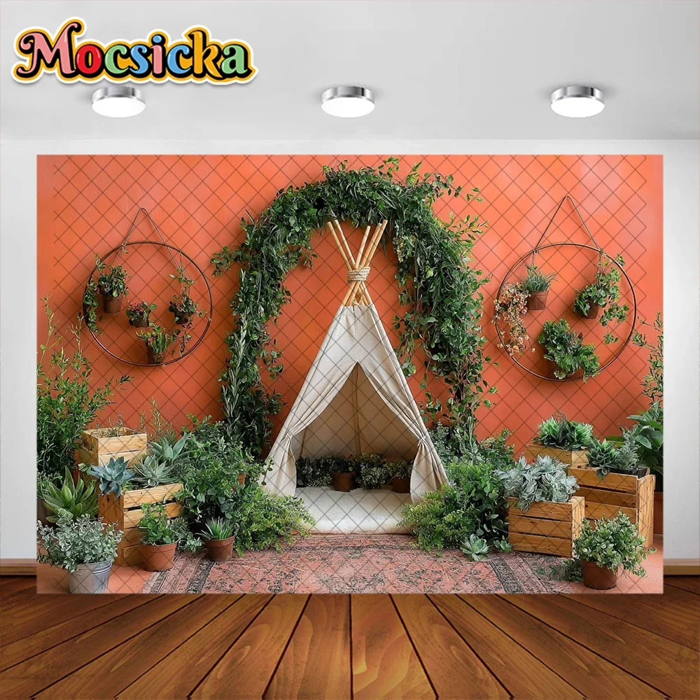 Mocsicka Photography Background Kids Birthday Boho Garland Room Decoration Baby Shower Cake Smash Backdrops Studio Props Banner