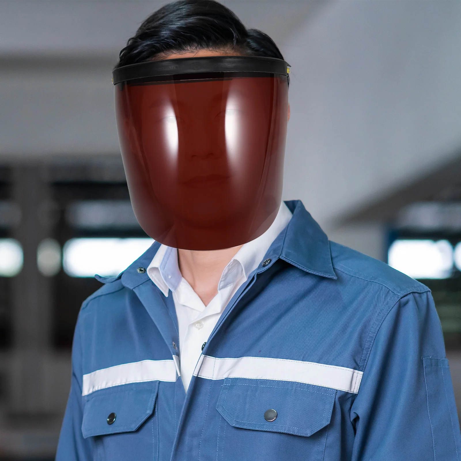 قناع درع لحام كامل الوجه، لون بني، مثبت على الرأس، شريط زنبركي قابل للتعديل، حماية من الرذاذ، درع أمان #3