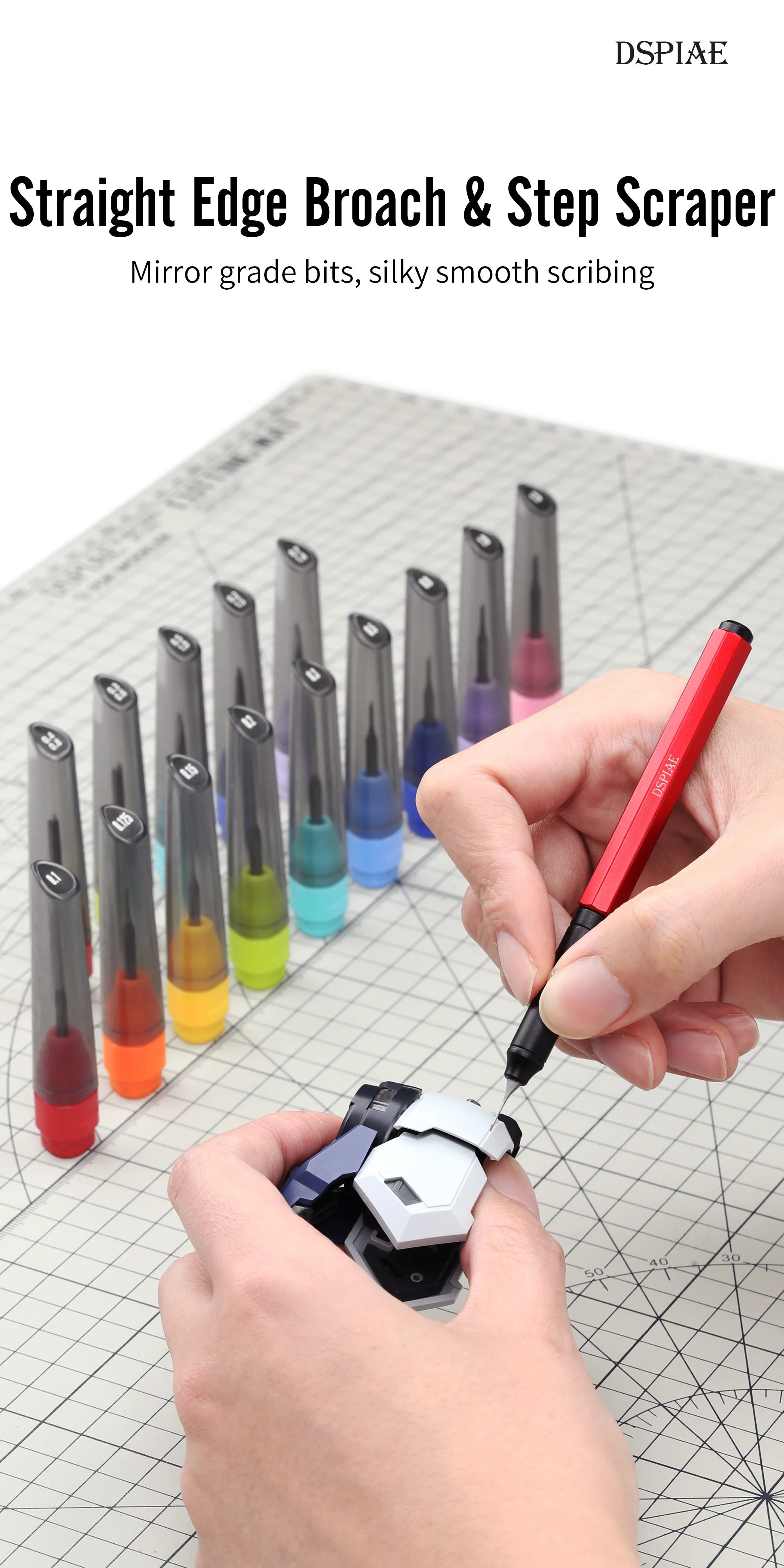 DSPIAE AT-EH Pro Universal-Klemmgriff, kompatibel mit einem Schaftdurchmesser von 3,175 mm, Messerklinge, Rot, Schwarz, Modellwerkzeug, Neu – Detail 1