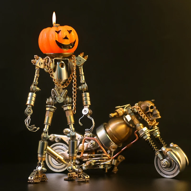 3D Mechanical Puzzles Pumpkin Knight Motorcycle Metal Model Kit Diy Halloween Son of the Dark Night Assemble Toys Kids Gift