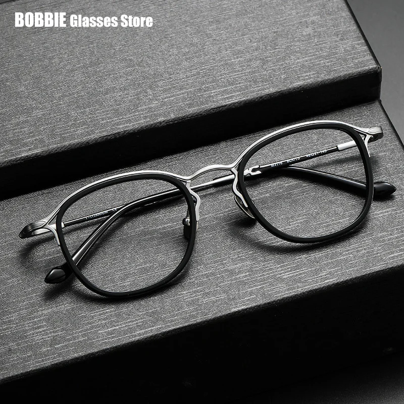 Japanese Handmade Glasses Frame Retro Oval Titanium Acetate Eyeglasses Thin Men Women Eyewear Reading Myopia Prescription Lens