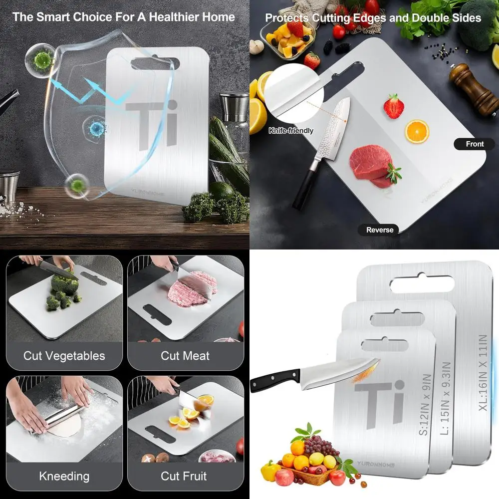 

Triple Set of Titanium Kitchen Cutting Boards, Double-Sided, Non-Toxic, Upgraded, Hygienic, Dishwasher Safe for Chopping Meat, F
