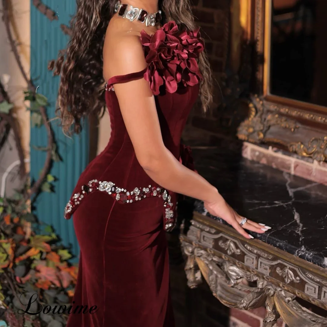 Nouveau Sexy bordeaux robes de bal élégante sirène bretelles dos nu robes de Cocktail avec fente latérale personnalisé 2025